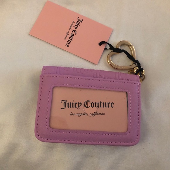 Juicy Couture Fondant Pink Faux Leather Heartless Card Case Key Fob NWT - Picture 5 of 15
